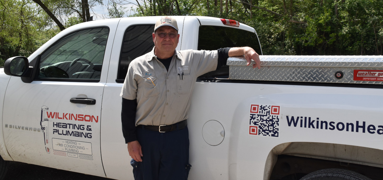 Owner Brad Wilkinson at his service truck
